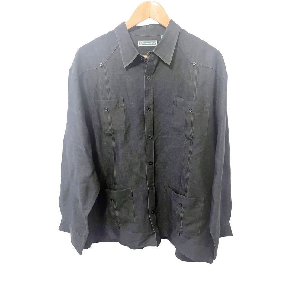 Cubavera Black Long Sleeve Button Down Shirt